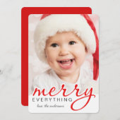 Merry Everything Christmas Bold Hand Script Photo Feestdagenkaart (Voorkant / Achterkant)
