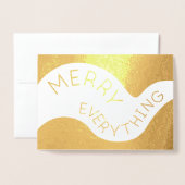 Merry Everything Curved Typography Holiday Gold Folie Kaarten (Voorkant met envelop)