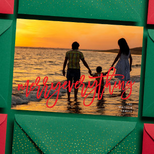 Merry Everything Foto Rood Tekst Feestdagenkaart