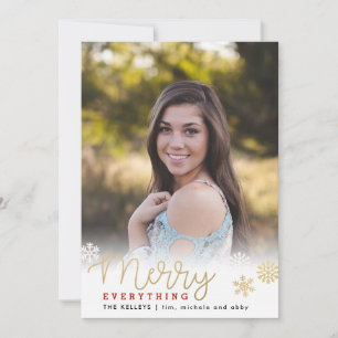 Merry Everything Gold Vertical Photo Holiday Card Feestdagenkaart