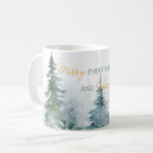 Merry Everything Happy Always Trees Personalized Koffiemok (Voorkant links)