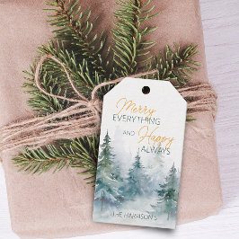 Merry Everything Happy Always Winter Trees Cadeaulabel