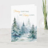 Merry Everything Happy Always Winter Trees Feestdagen Kaart (Voorkant)