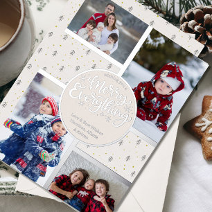 Merry Everything Nordic Pine 4 Foto Zilver Folie Feestdagenkaart