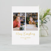 Merry Everything Script Op Maat Gebracht Foto Goud Folie Feestdagenkaart (Staand Voorkant)