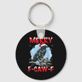 Merry F-caw-f Crow Christmas Snowflake Xmas Lights Sleutelhanger (Voorkant)