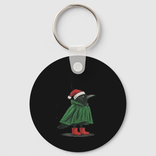 Merry F-caw-f Funny Christmas Black Crow Merry Xma Sleutelhanger (Voorkant)