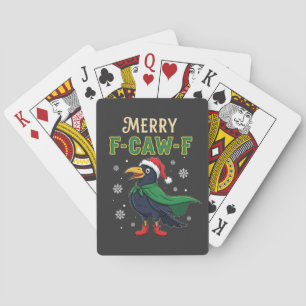 Merry F-Caw-F Funny Christmas Raven Crow Santa Pokerkaarten