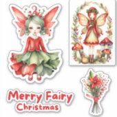 Merry Fairy Christmas Custom-Cut Vinyl Sticker (Voorkant)