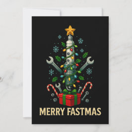 Merry Fastmas Spark Plug Christmas Tree Mechanic  Feestdagenkaart