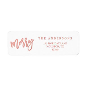 Merry Faux Rose Gold Foil   Étiquettes de adresse 