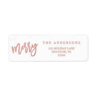 Merry Faux Rose Gold Foil | Étiquettes de adresse 