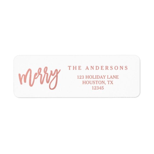 Merry Faux Rose Gold Foil | Étiquettes de adresse (Devant)