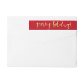 Merry Feestdagen Elegant Gold Script Custom Red (Achterkant)