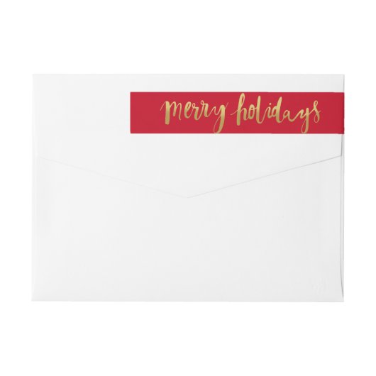 Merry Feestdagen Elegant Gold Script Custom Red (Achterkant)