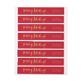Merry Feestdagen Elegant Gold Script Custom Red (Vel)