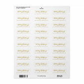 Merry Feestdagen Elegant Gold Script Custom Wit Etiket (Full Sheet)