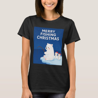 Merry Fishing Christmas – Cute Polar Bear&Snowmen T-shirt
