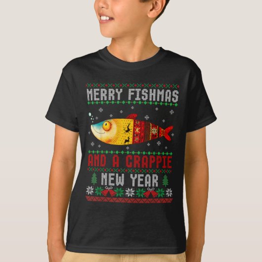 Merry Fishmas And A Crape New Year Ugly Fisherman T-shirt (Voorkant)