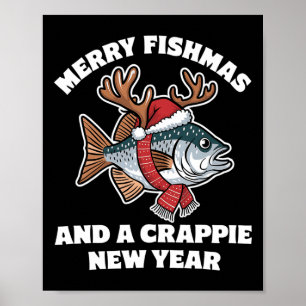 Merry Fishmas and a Crappie Nieuwjaar Gevist woord Poster