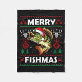 Merry Fishmas B Fish Fishing Christmas Ugly Sweate Fleece Deken (Voorkant)