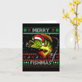 Merry Fishmas B Fish Fishing Christmas Ugly Xmas Kaart (Gele Bloem)