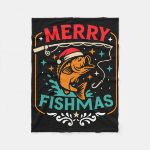 Merry Fishmas B Fish Kerst Lelijke Trui Xmas F Fleece Deken