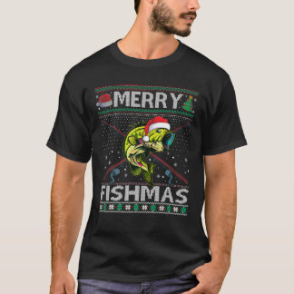 Merry Fishmas Bass Fish Vist Kerstmis Ugly Swe T-shirt