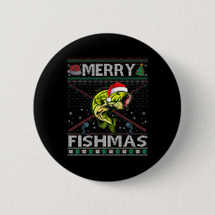 Merry Fishmas Byb Fish Vist kerst lelijk zweet Ronde Button 5,7 Cm
