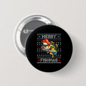 Merry Fishmas Christmas Holiday Santa Fishing Xmas Ronde Button 5,7 Cm (Voorkant /achterkant)
