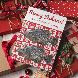 Merry Fishmas Crappie Vist Snowflake Holiday Kaart