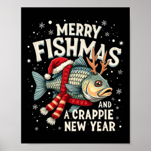 Merry Fishmas en een crappie nieuwjaar Funny Gevis Poster