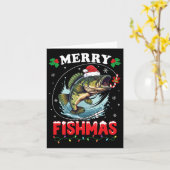 Merry Fishmas Fish Funny Vist Kerst Pap Mannen Kaart (Gele Bloem)