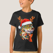 Merry Fishmas Funny B Fishing Christmas Santa Hat T-shirt (Voorkant)