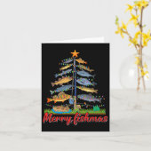 Merry Fishmas Funny Fisher kerstboom Vist Kaart (Gele Bloem)