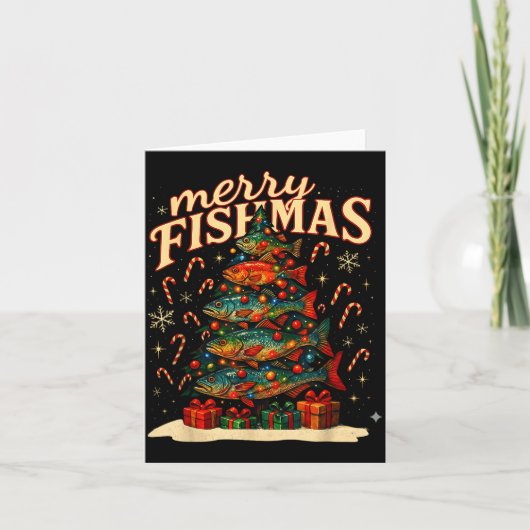 Merry Fishmas Funny Fishing Christmas Design Kaart (Voorkant)