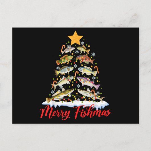 Merry Fishmas Funny Kerstmis Lights Fish Fis Briefkaart (Voorkant)