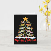 Merry Fishmas Funny Kerstmis Lights Fish Fis Kaart (Gele Bloem)