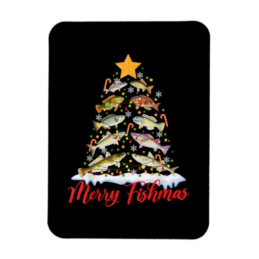 Merry Fishmas Funny Kerstmis Lights Fish Fis Magneet (Verticaal)