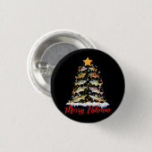 Merry Fishmas Funny Kerstmis Lights Fish Fis Ronde Button 3,2 Cm (Voorkant /achterkant)