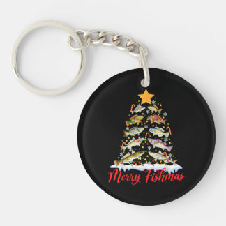 Merry Fishmas Funny Kerstmis Lights Fish Fis Sleutelhanger