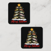 Merry Fishmas Funny Kerstmis Lights Fish Fis Vierkante Visitekaartje (Voorkant / Achterkant)