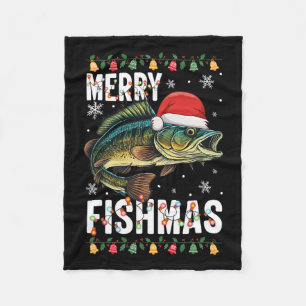 Merry Fishmas Funny Vist Kerstmis Pyjama Fishe Fleece Deken