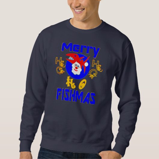 ♫ ♥ Merry FishMas Hilarious Santa Fish Sweatshirt (Devant)