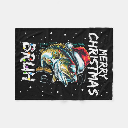 Merry Fishmas Santa Fishing Lovers Funny Fisherman Fleece Deken (Voorkant (Horizontaal))