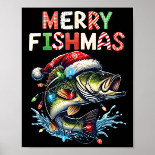 Merry Fishmas Santa Vist liefhebbers van Funny Fis Poster