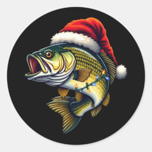 Merry Fishmas Santa Vist liefhebbers van Funny Fis Ronde Sticker