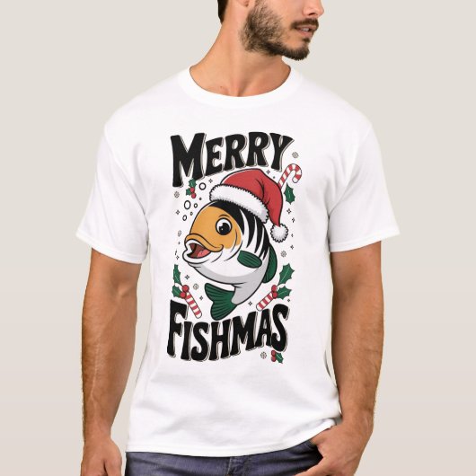 "Merry Fishmas T-Shirt - Funny Christmas Fish (Devant)