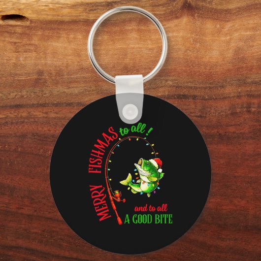 Merry Fishmas To All Fishing Fisherman's Funny Chr Sleutelhanger (Voorkant)