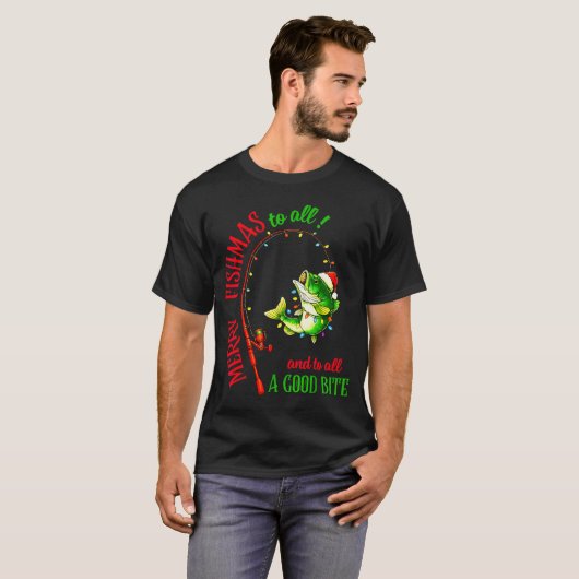 Merry Fishmas To All Fishing Fisherman's Funny Chr T-shirt (Voorkant volledig)